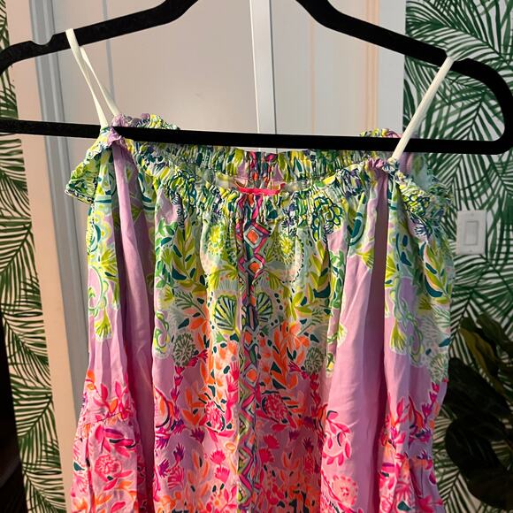 Lilly Pulitzer Bright Multicolor Floral Boho Off-Shoulder Tank Top Size XS - Picture 7 of 9